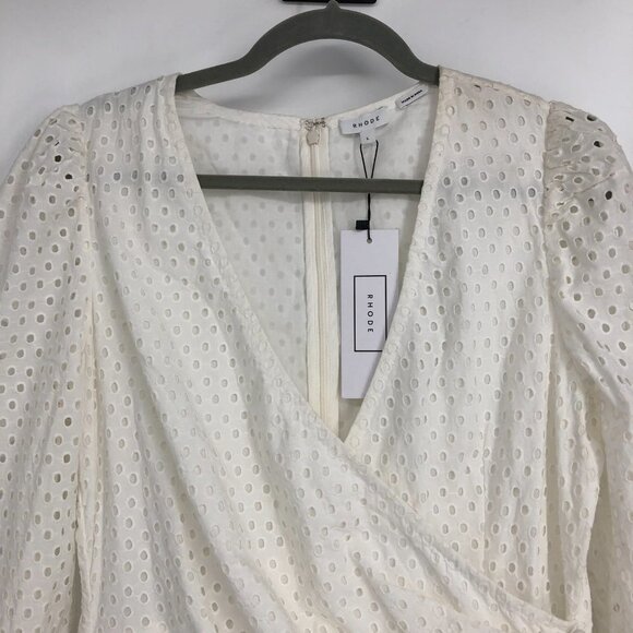 NWT Rhode White Lola Eyelet Ruffled Mini Dress size L - Picture 7 of 16